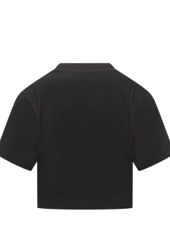 Off-White Black Crop T-Shirt with White Logo