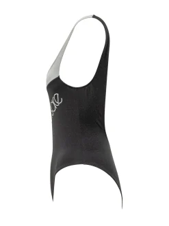 One Piece Swimsuit with Diagonal Motif
