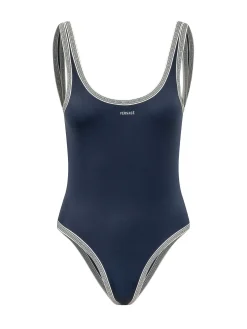 One Piece Swimsuit with Geometric Trims