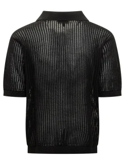 Open Knit Polo Shirt