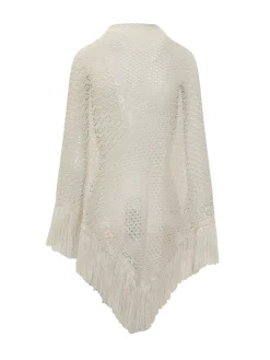 Openwork Shawl with Fringes