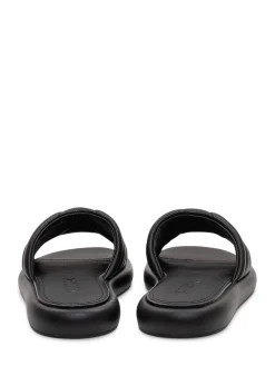 Padded Leather Sliders with Logo Detail