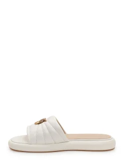 Padded Leather Sliders with Logo Detail