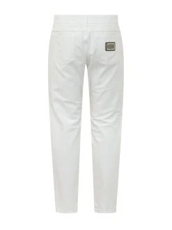 Pantaloni a Cinque Tasche con Strappo