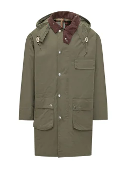 Parka con Cappuccio in Cotone con Colletto in Velluto