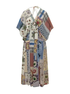 Patchwork Print Midi Dress