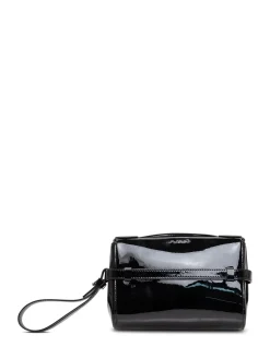 Patent Leather Clutch with Metal Logo
