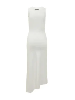 Pearl Logo Midi Dress with Asymmetric Hem