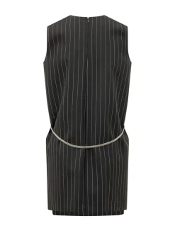 Pinstripe Dress with Belt