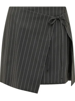 Pinstripe Wrap Skirt