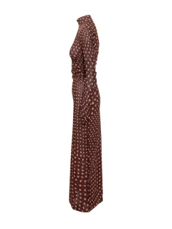 Polka Dot Long Dress with High Neck