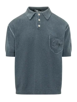 Polo in Maglia con Bottoni e Tasca
