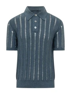 Polo in Maglia Traforata a Maniche Corte