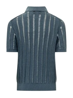 Polo in Maglia Traforata a Maniche Corte