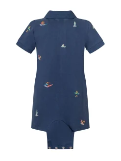 Polo Romper with Embroidery