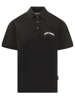 Polo Shirt with Curved Chest Logo