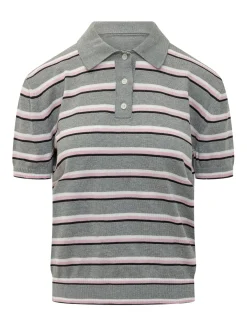 Polo Sweater with Stripes and Short Sleeves