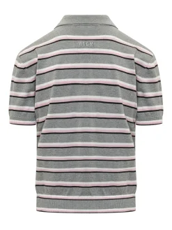 Polo Sweater with Stripes and Short Sleeves