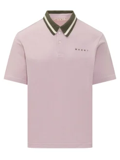 Polo with Contrast Collar and Embroidered Logo