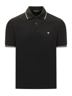 Polo with Striped Collar and Short Sleeves