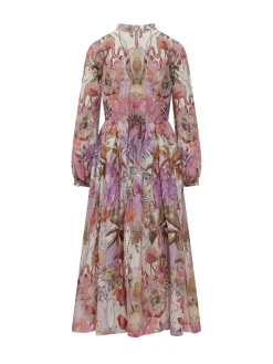 Printed Long Sleeve Midi Dress