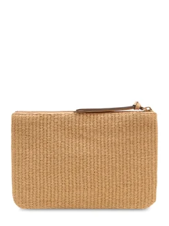 Raffia Pouch with Zip and Logo