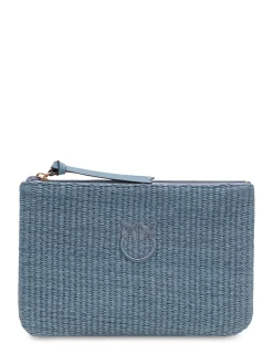 Raffia Pouch with Zip and Logo