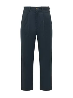 Relaxed Cotton Pants with Front Pleat