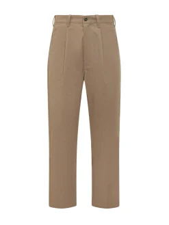 Relaxed Cotton Pants with Front Pleat