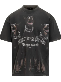 Represent Black T-Shirt with Doberman Print