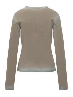 Ribbed Long Sleeve Top with Logo