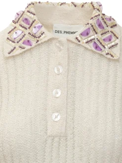 Ribbed Polo Shirt with Collar and Buttons