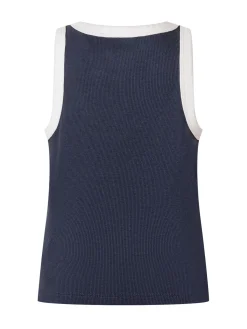 Ribbed Sleeveless Top with Embroidery