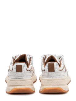 Running Sneaker in Leather and Crackle-Effect Fabric