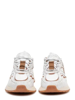 Running Sneaker in Leather and Crackle-Effect Fabric