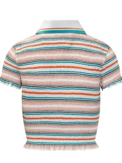 Shirred Striped Polo