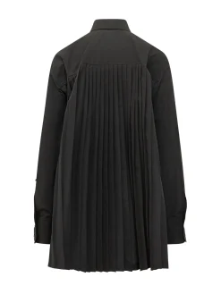 Shirt Dress with Belt and Pleated Hem