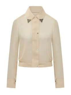 Shirt with Jewel Collar Detail