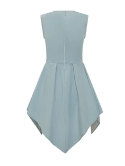 Short Denim Dress with Asymmetric Skirt
