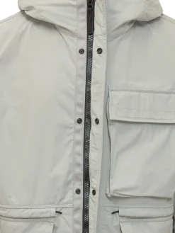 Short Parka con Cappuccio e Tasche Applicate
