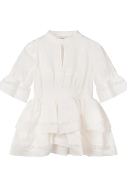 Short Sleeve Dress with Lace Inserts