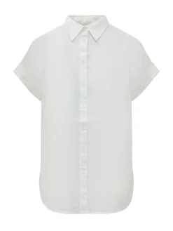 Short Sleeve Linen Shirt with Collar