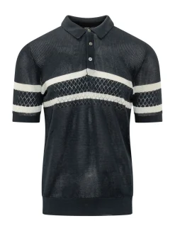 Short Sleeve Mesh Striped Polo