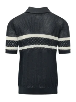 Short Sleeve Mesh Striped Polo