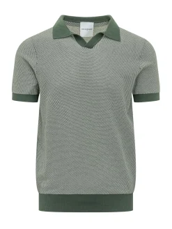Short Sleeve Polo with Collar and Two Tone Pattern