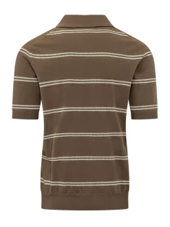 Short Sleeve Striped Polo with V Neck