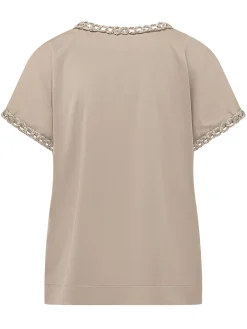 Short Sleeve Top with Chain Neckline
