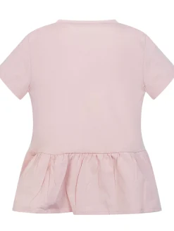 Short Sleeve T-shirt with Ruffle Hem and Floral Print