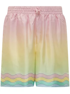Shorts with Drawstring and Wavy Pattern