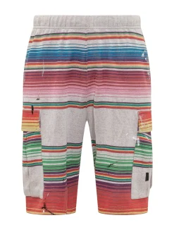 Shorts with Side Pockets and Striped Pattern